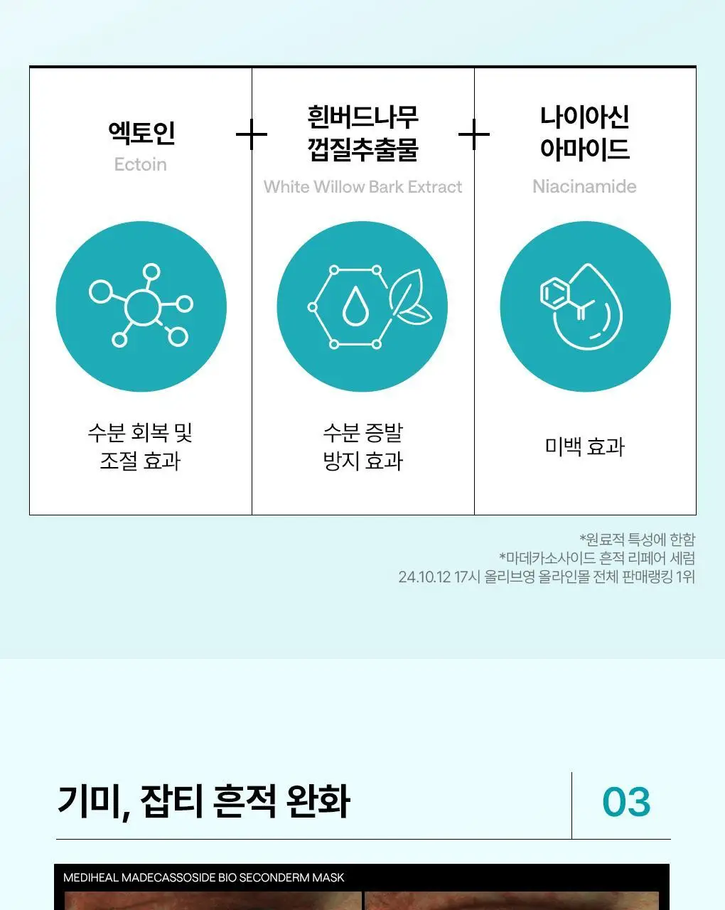 [피지흡착/10매] 메디힐 바이오 세컨덤 마스크 3종 (마데카소사이드, PDRN, 히알루론산) 상세페이지 10